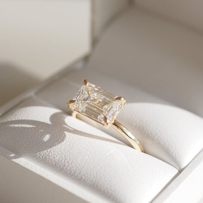 3.06 CT Emerald Shaped Solitaire Lab Grown Diamond Engagement Ring