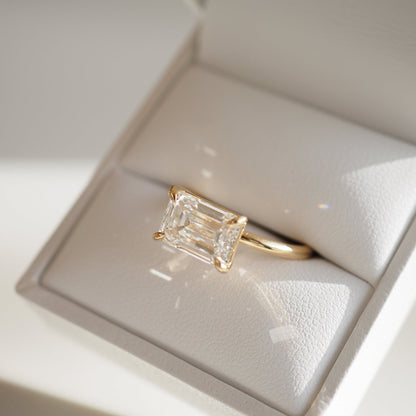 3.06 CT Emerald Shaped Solitaire Lab Grown Diamond Engagement Ring