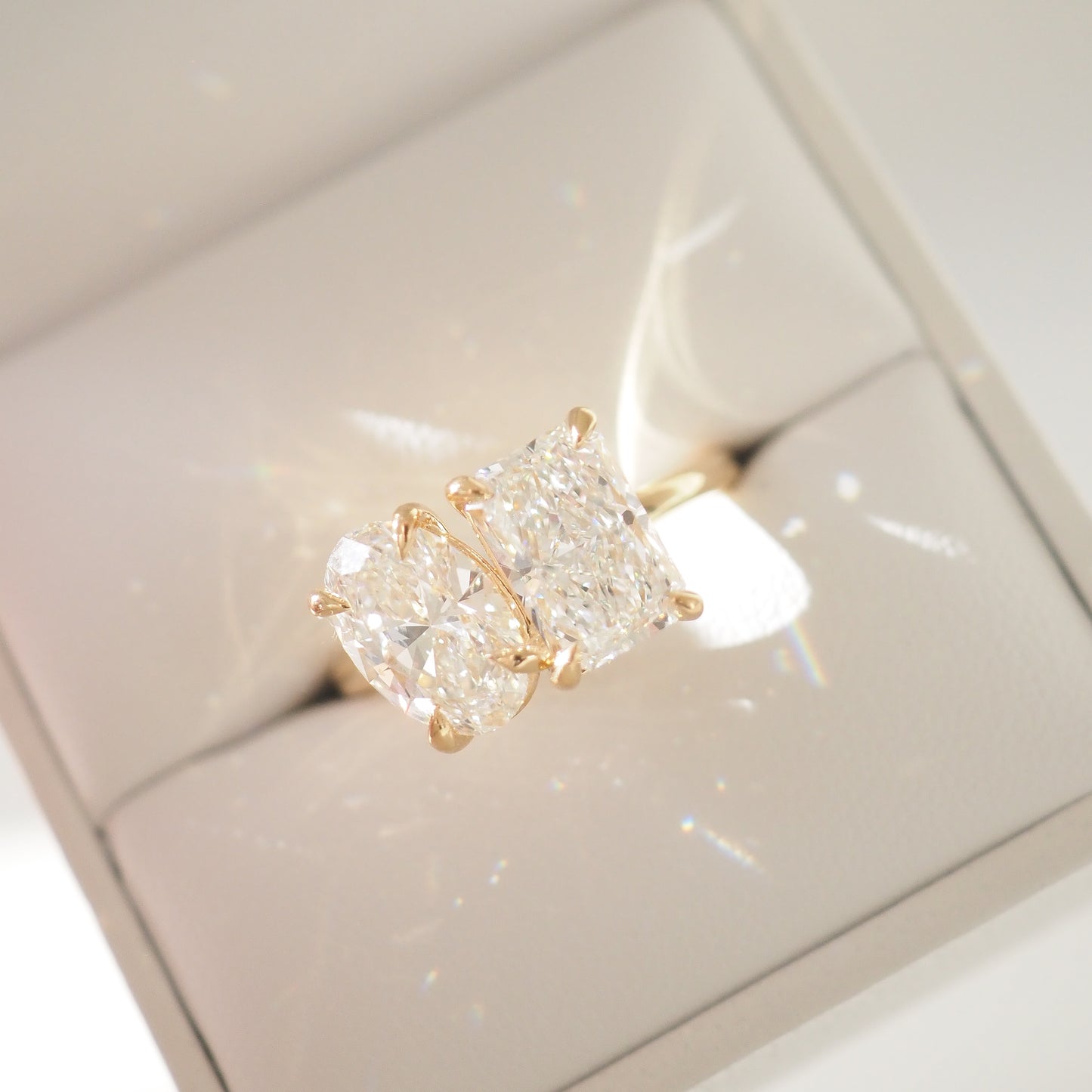 3.43 TCW Radiant & Oval Shaped Toi Et Moi Lab Grown Diamond Engagement Ring