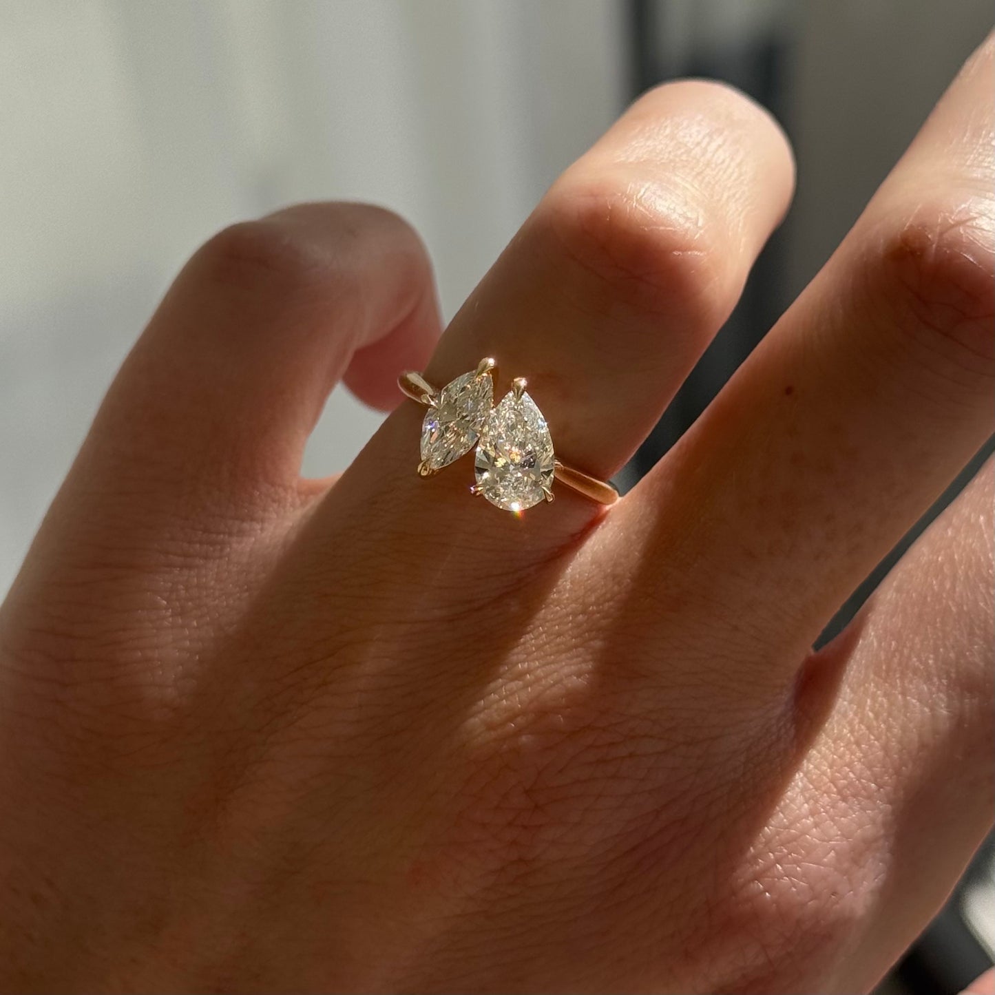 1.53 TCW Pear & Marquise Shaped Toi Et Moi Lab Grown Diamond Engagement Ring