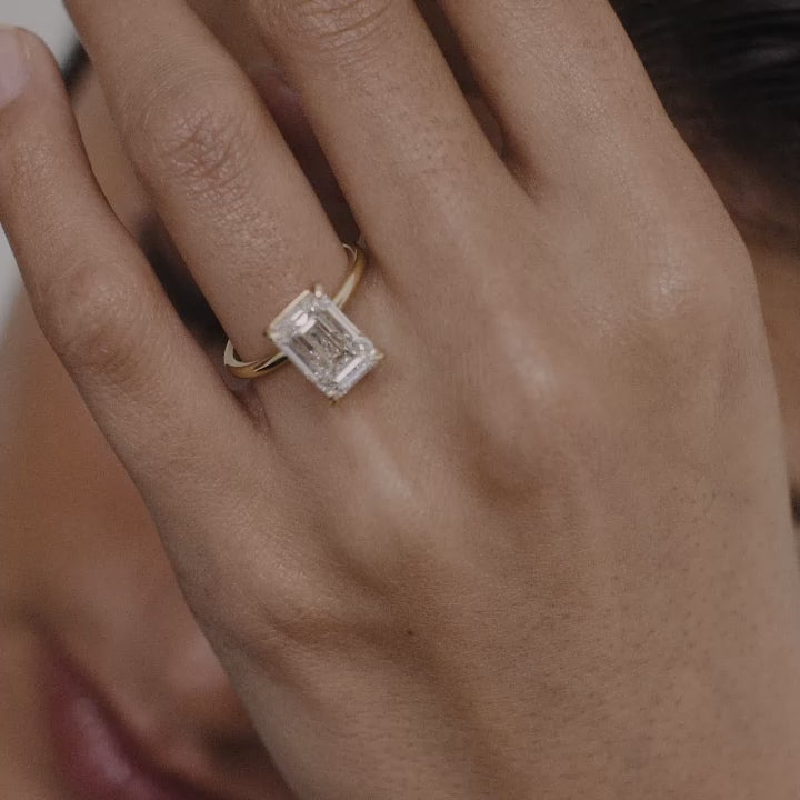 4.06 CT Emerald Shaped Solitaire Lab Grown Diamond Engagement Ring