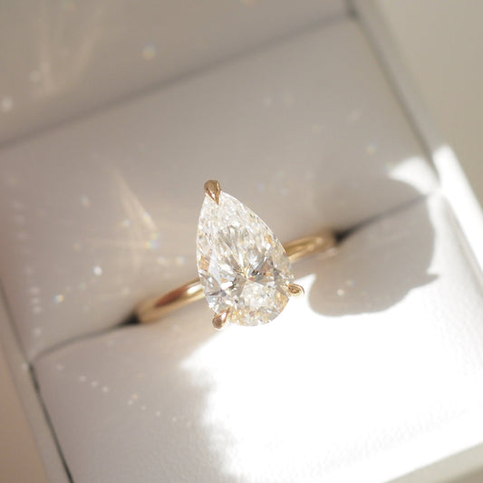 2.53 CT Pear Shaped Solitaire Lab Grown Diamond Engagement Ring