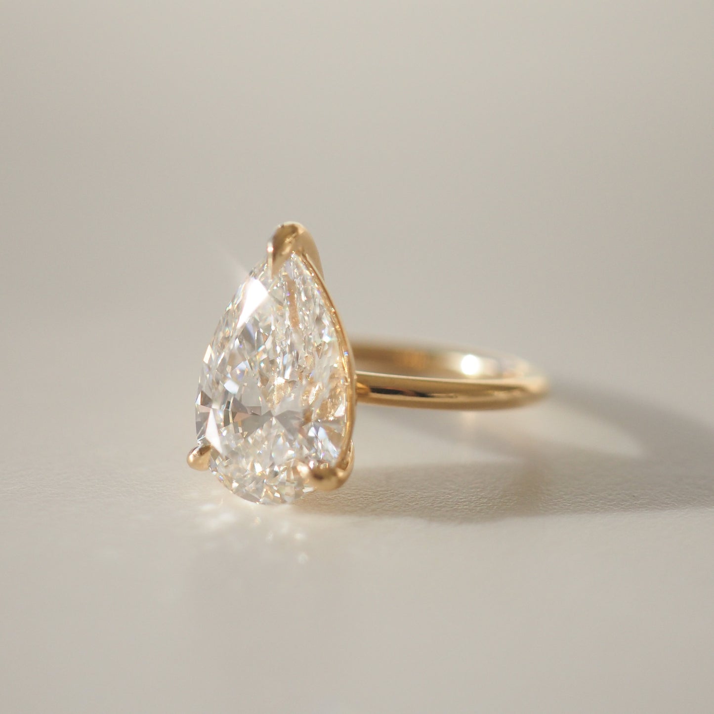 4.04 CT Pear Shaped Solitaire Lab Grown Diamond Engagement Ring