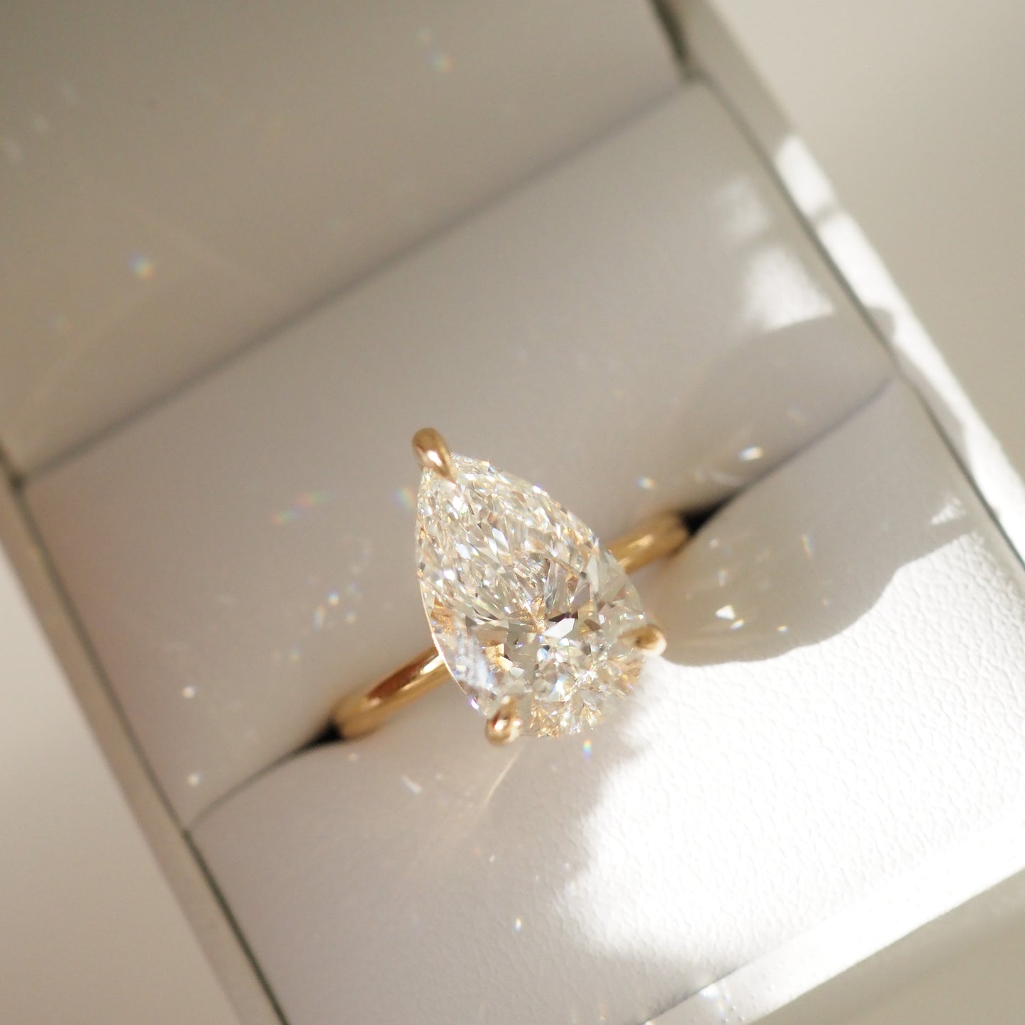 4.04 CT Pear Shaped Solitaire Lab Grown Diamond Engagement Ring