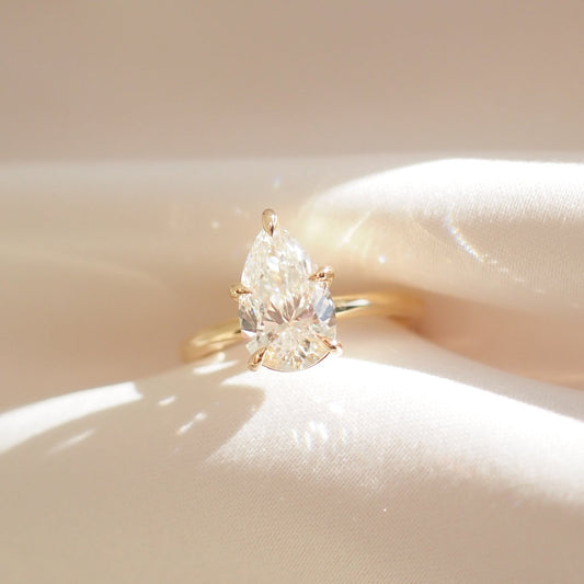 2 CT Pear Shaped Solitaire Lab Grown Diamond Engagement Ring