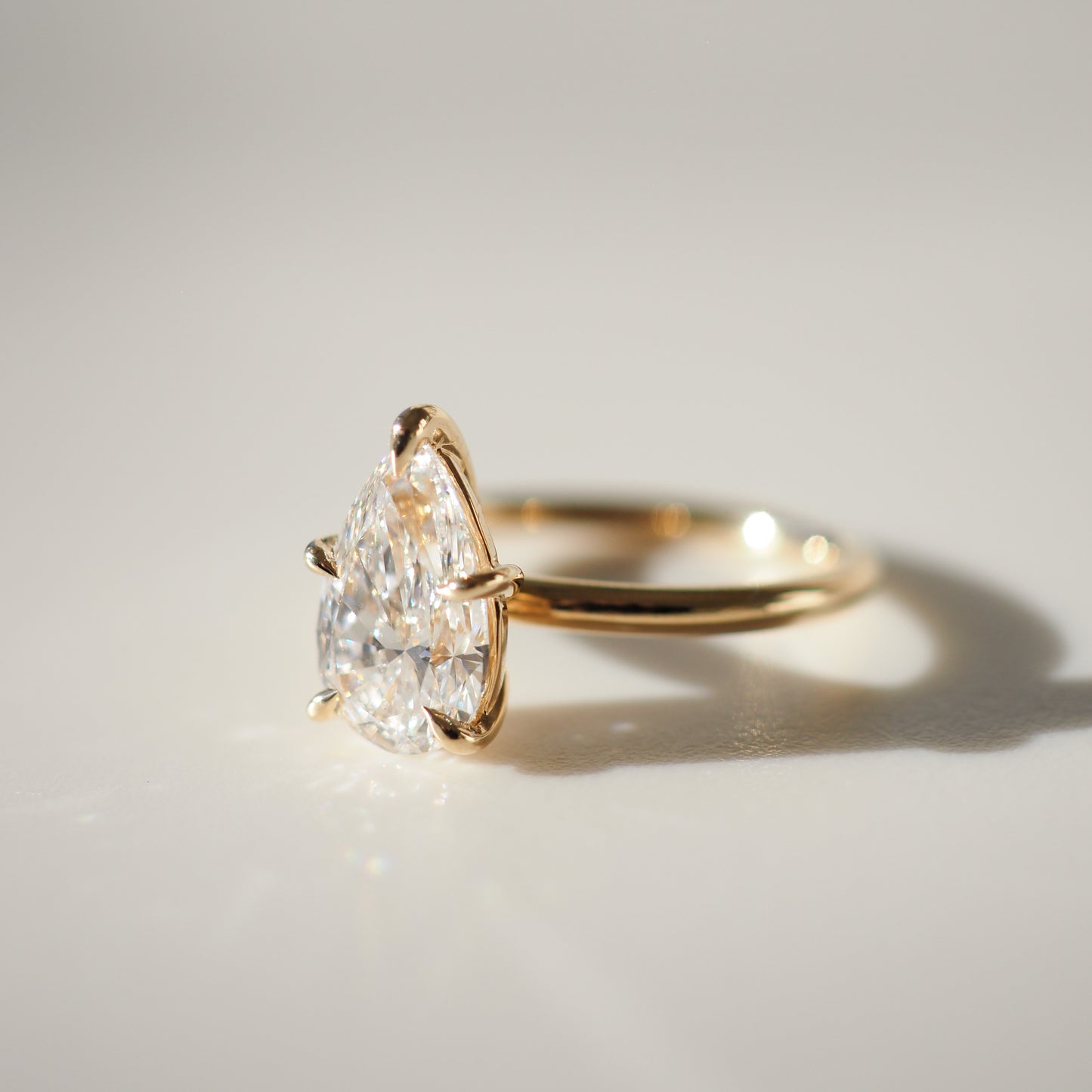 2 CT Pear Shaped Solitaire Lab Grown Diamond Engagement Ring