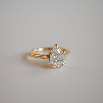 2 CT Pear Shaped Solitaire Lab Grown Diamond Engagement Ring