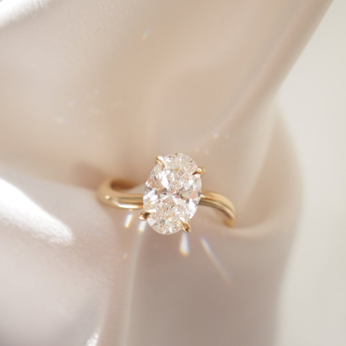 2.01 CT Oval Shaped Solitaire Lab Grown Diamond Engagement Ring