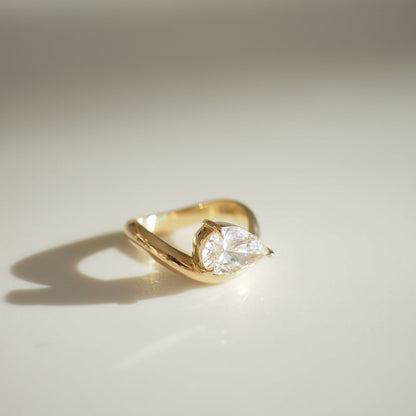 2 CT East West Pear Shaped Solitaire Lab Grown Diamond Engagement Ring