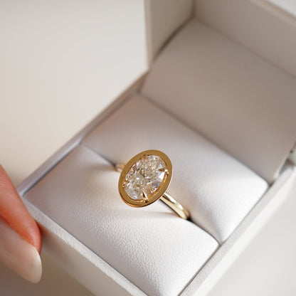 2.09 CT Oval Shaped Solitaire Lab Grown Diamond Engagement Ring