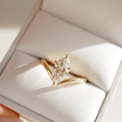 1.32 CT Marquise Shaped Solitaire Lab Grown Diamond Engagement Ring