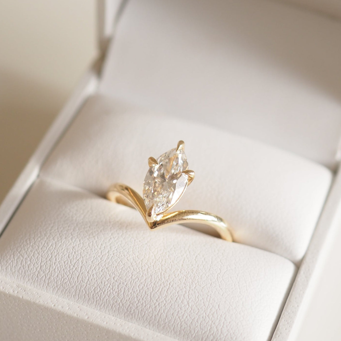 1.32 CT Marquise Shaped Solitaire Lab Grown Diamond Engagement Ring