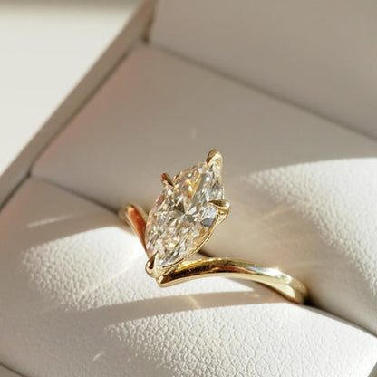 1.32 CT Marquise Shaped Solitaire Lab Grown Diamond Engagement Ring