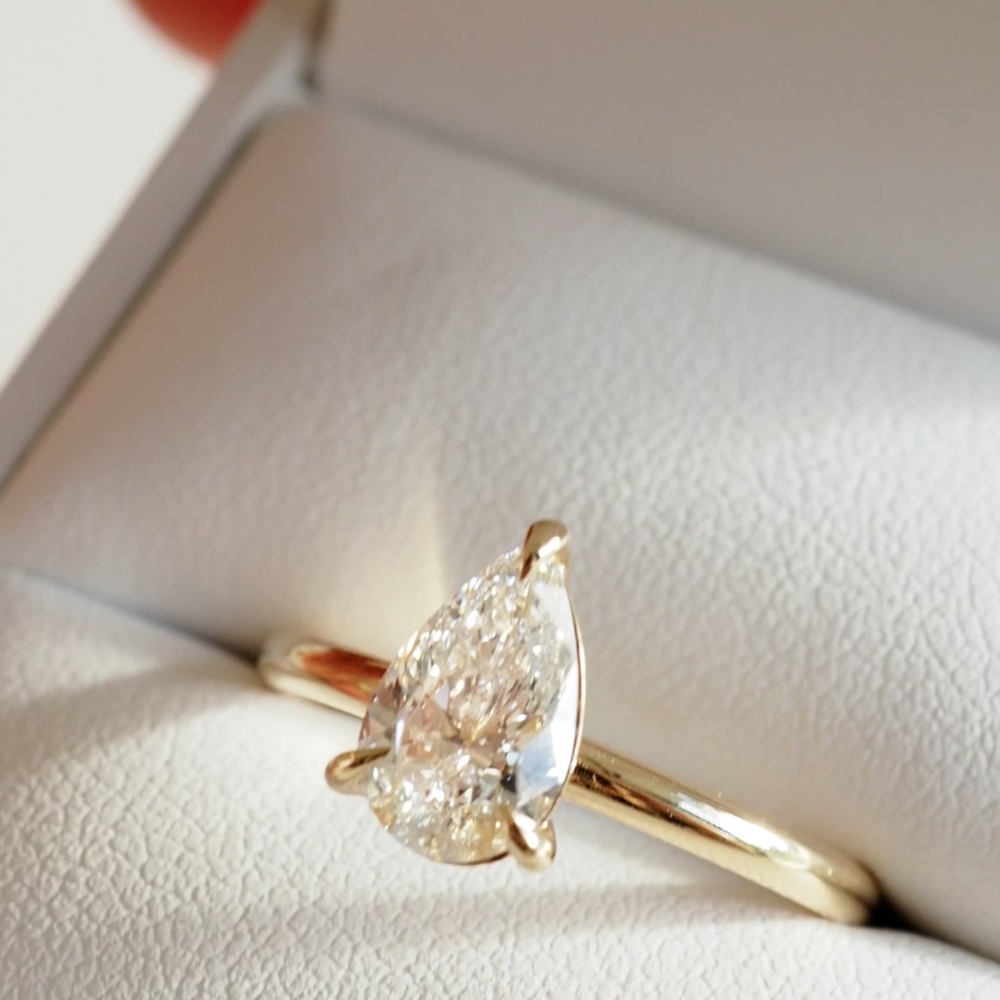 1.06 CT Pear Shaped Solitaire Lab Grown Diamond Engagement Ring