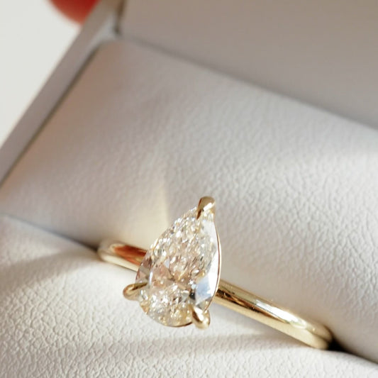 1.06 CT Pear Shaped Solitaire Lab Grown Diamond Engagement Ring