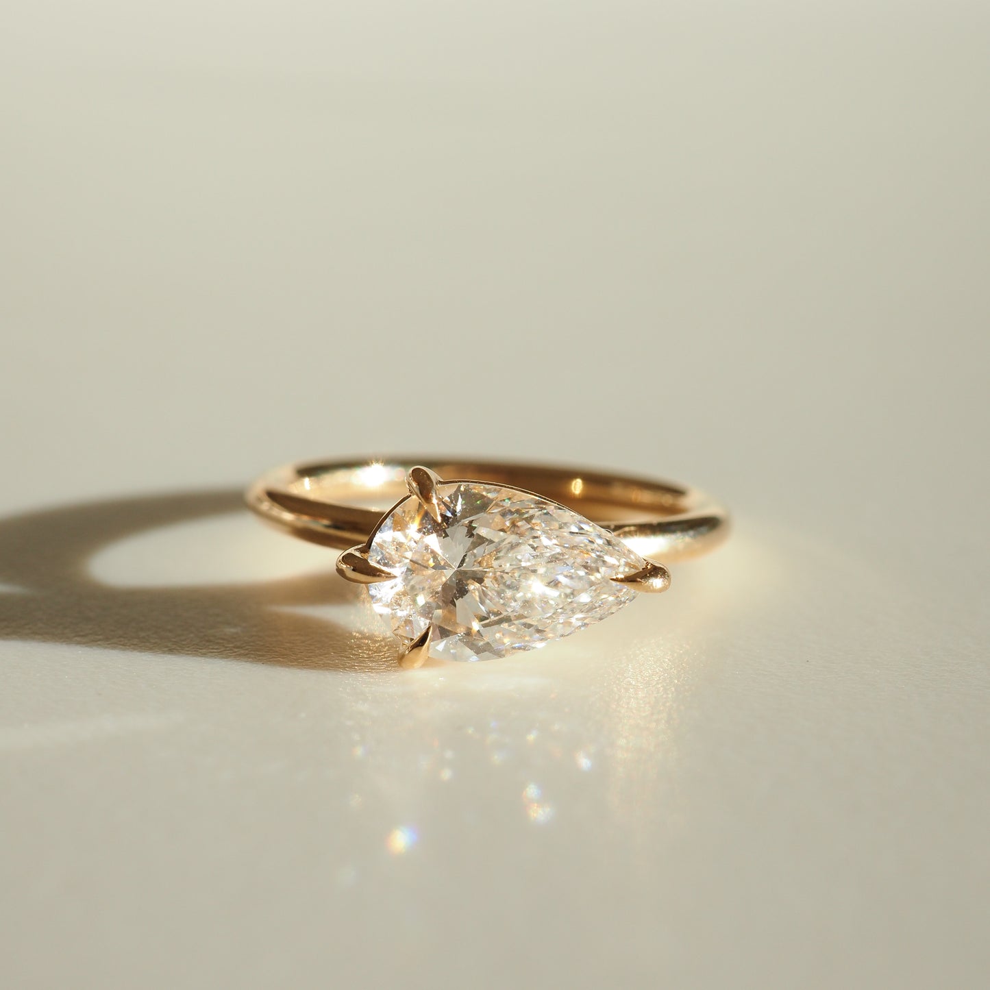 1.53 CT East West Pear Shaped Solitaire Lab Grown Diamond Engagement Ring