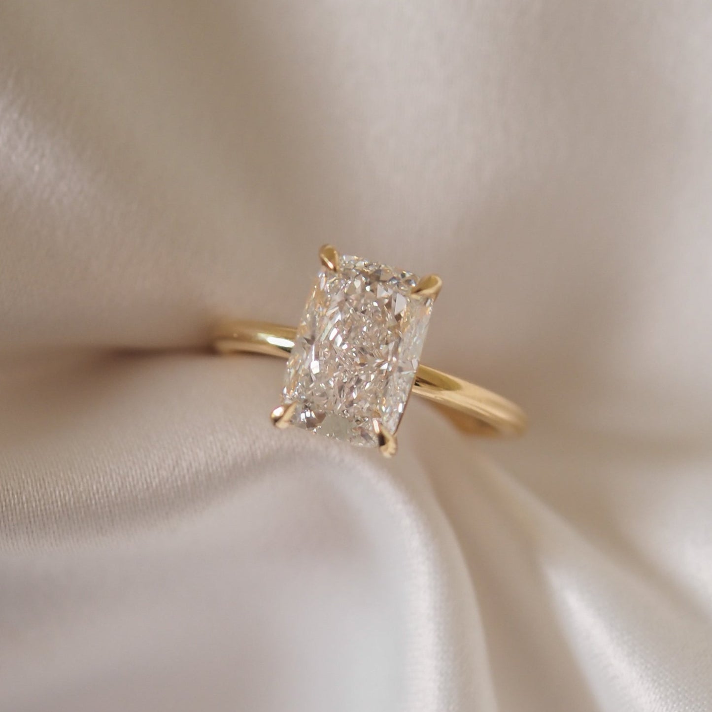 3.02 CT Enlongated Cushion Shaped Solitaire Lab Grown Diamond Engagement Ring