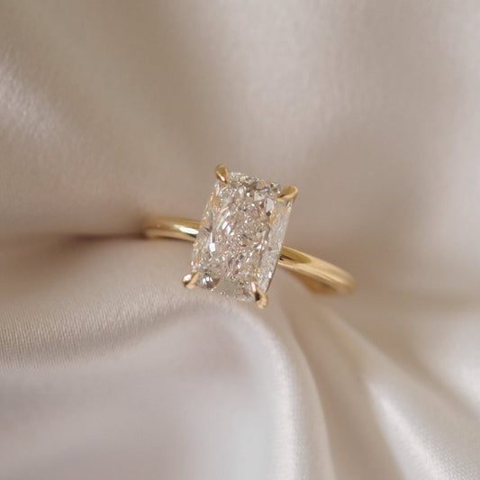 3.02 CT Enlongated Cushion Shaped Solitaire Lab Grown Diamond Engagement Ring