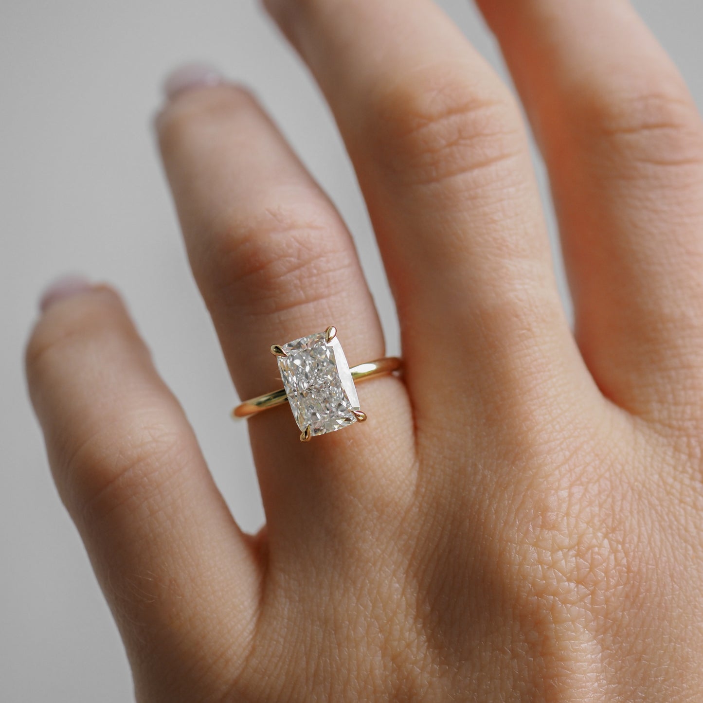 3.02 CT Enlongated Cushion Shaped Solitaire Lab Grown Diamond Engagement Ring