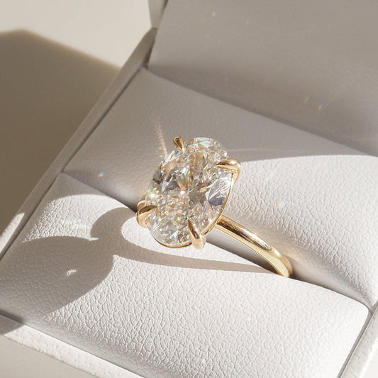 4.02 CT Oval Shaped Solitaire Lab Grown Diamond Engagement Ring