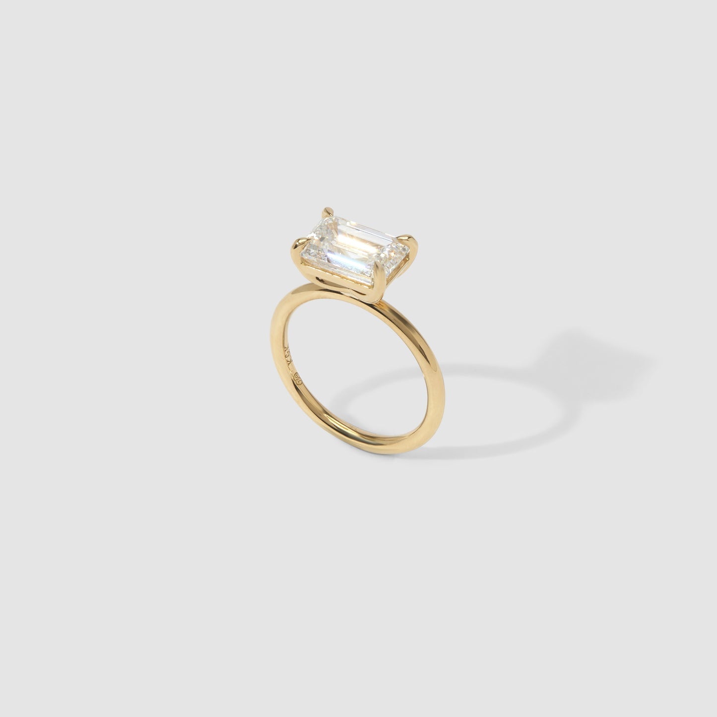 2.04 CT East West Emerald Shaped Solitaire Lab Grown Diamond Engagement Ring