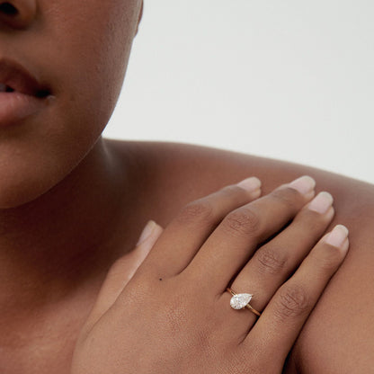 1 CT Pear Shaped Solitaire Lab Grown Diamond Engagement Ring