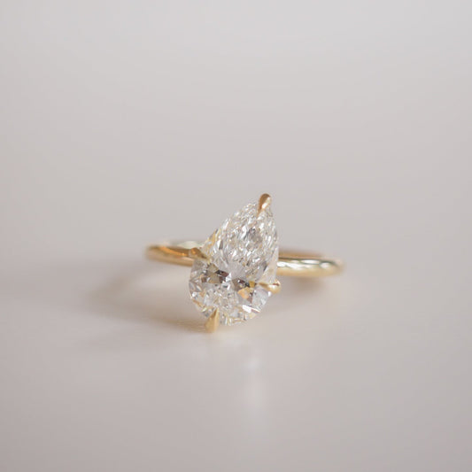 2.10 CT Pear Shaped Solitaire Lab Grown Diamond Engagement Ring