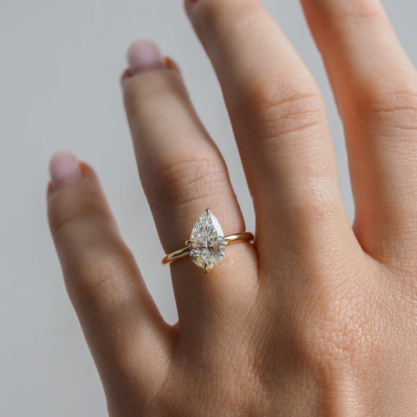 2.10 CT Pear Shaped Solitaire Lab Grown Diamond Engagement Ring