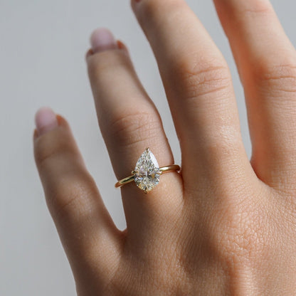 2.10 CT Pear Shaped Solitaire Lab Grown Diamond Engagement Ring