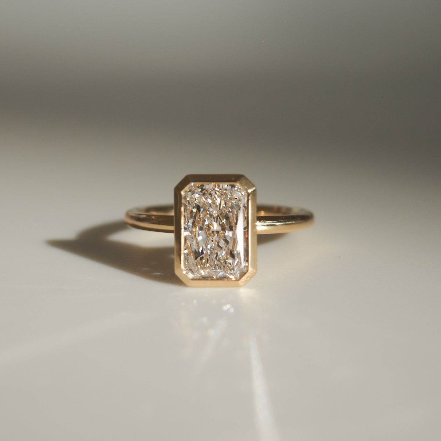 1.5 CT Radiant Shaped Bezel Lab Grown Diamond Engagement Ring