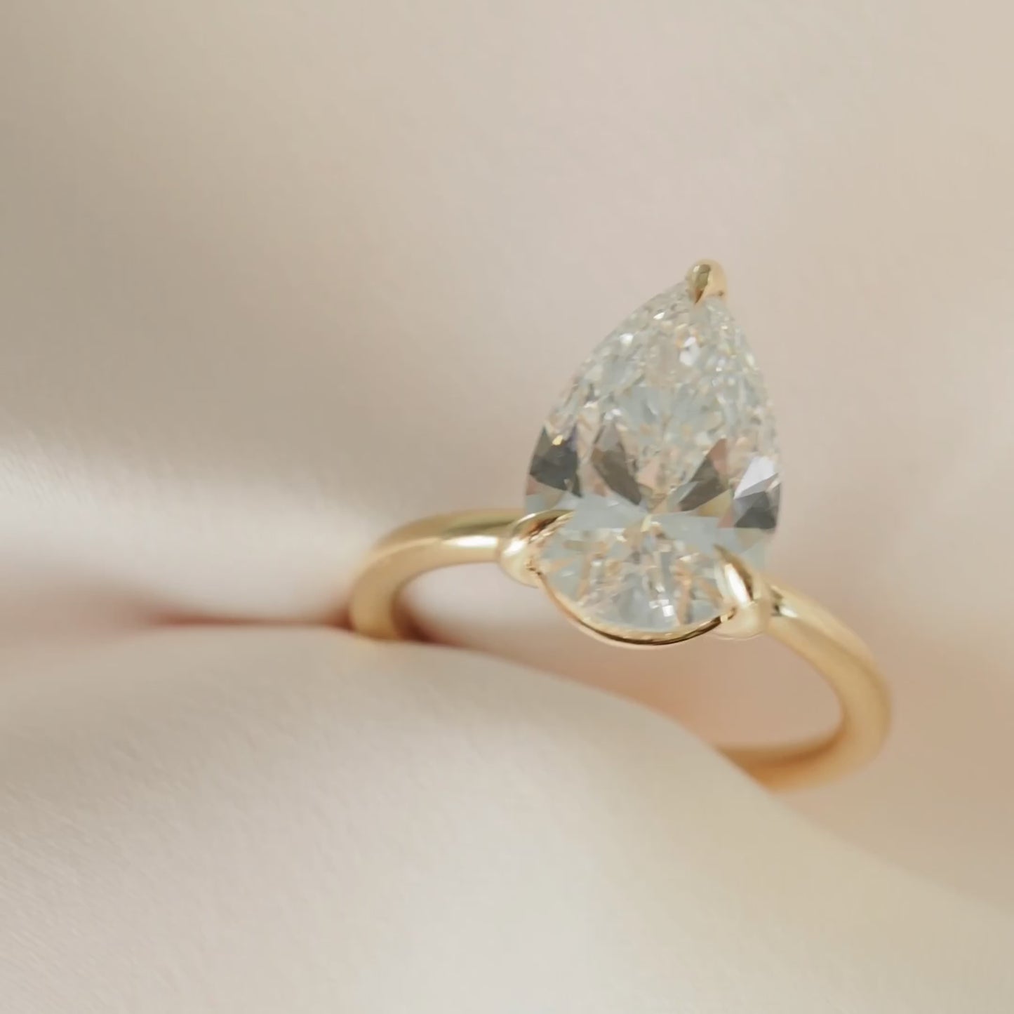 3 CT Pear Shaped Solitaire Lab Grown Diamond Engagement Ring
