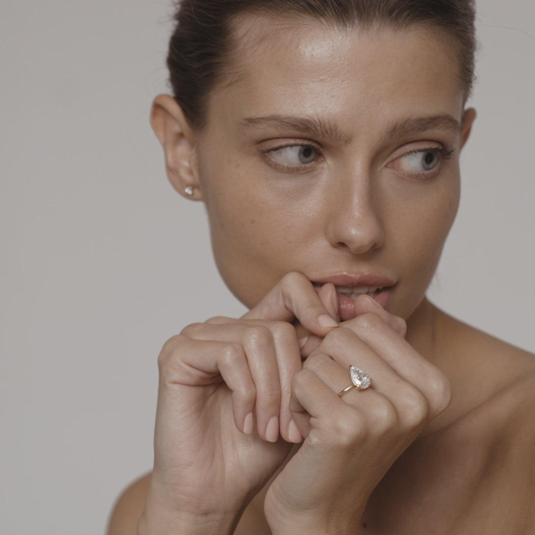 3 CT Pear Shaped Solitaire Lab Grown Diamond Engagement Ring