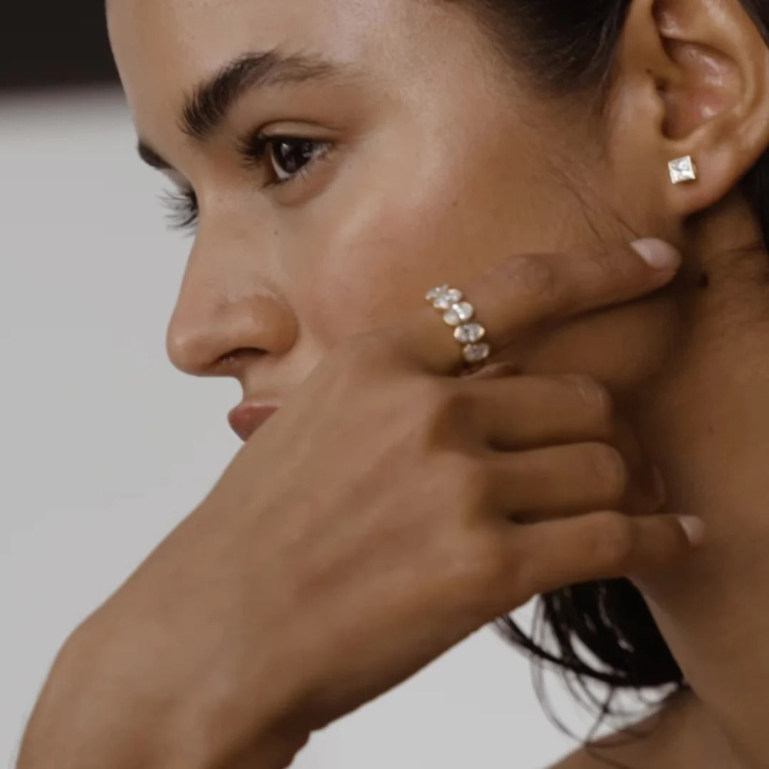 1.65 TCW Oval Shaped Half Eternity Lab Grown Diamond Wedding Band