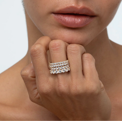 0.25 TCW Round Shaped Half Eternity Lab Grown Diamond Wedding Band