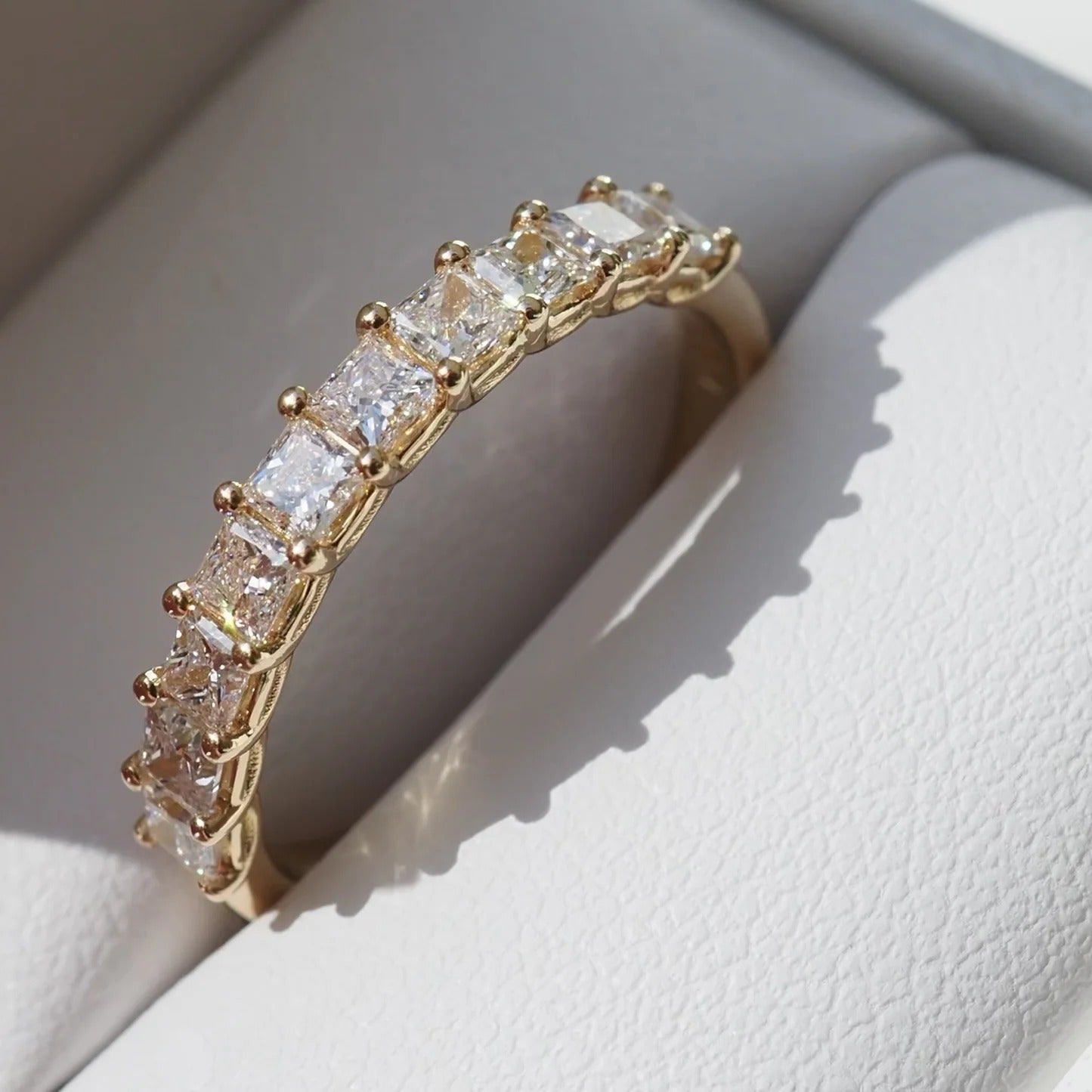 0.27 TCW Princess Shaped Half Eternity Lab Grown Diamond Wedding Band