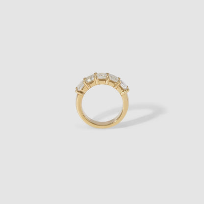 5 TCW Emerald Shaped Half Eternity Lab Grown Diamond Wedding Band