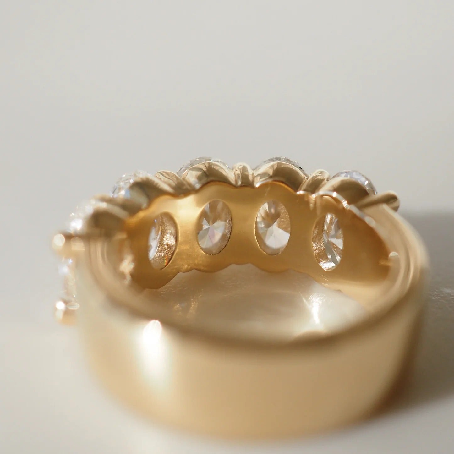 5 TCW Oval Shaped Half Eternity Lab Grown Diamond Wedding Band