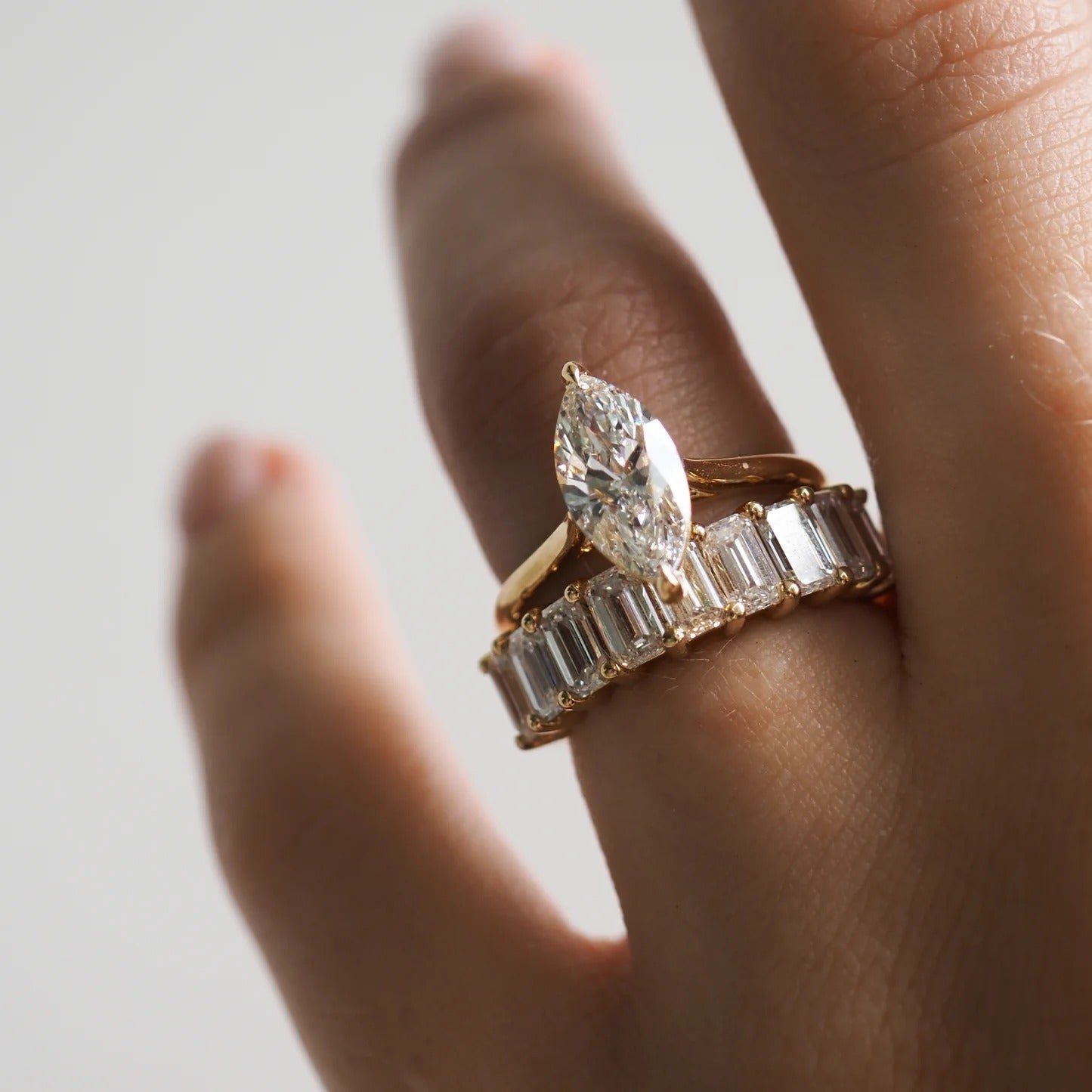 3.3 TCW Emerald Shaped Half Eternity Lab Grown Diamond Wedding Band