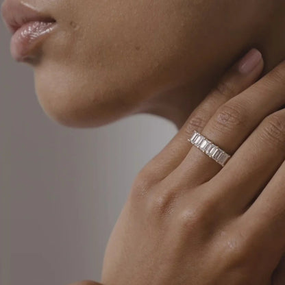 3.3 TCW Emerald Shaped Half Eternity Lab Grown Diamond Wedding Band