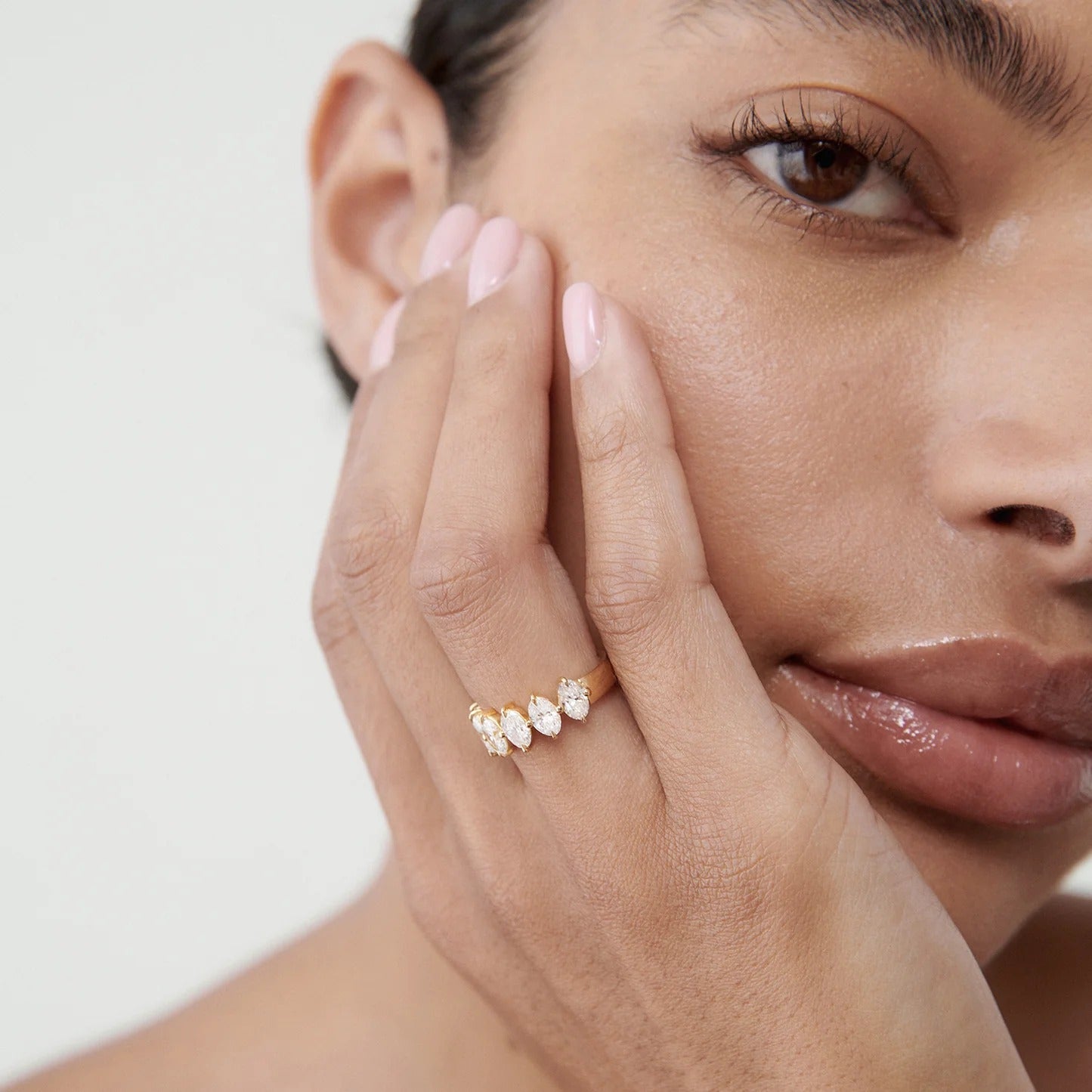 1.65 TCW Oval Shaped Half Eternity Lab Grown Diamond Wedding Band