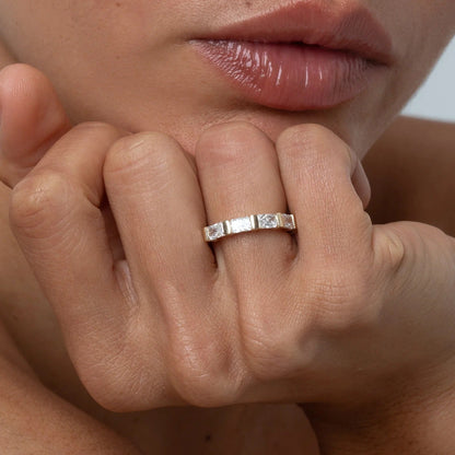 1.75 TCW Baguette Shaped Half Eternity Lab Grown Diamond Wedding Band