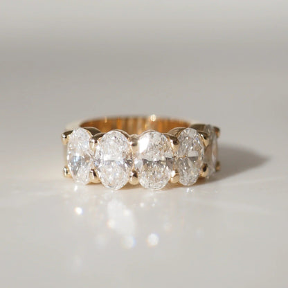 5 TCW Oval Shaped Half Eternity Lab Grown Diamond Wedding Band