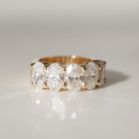 5 TCW Oval Shaped Half Eternity Lab Grown Diamond Wedding Band