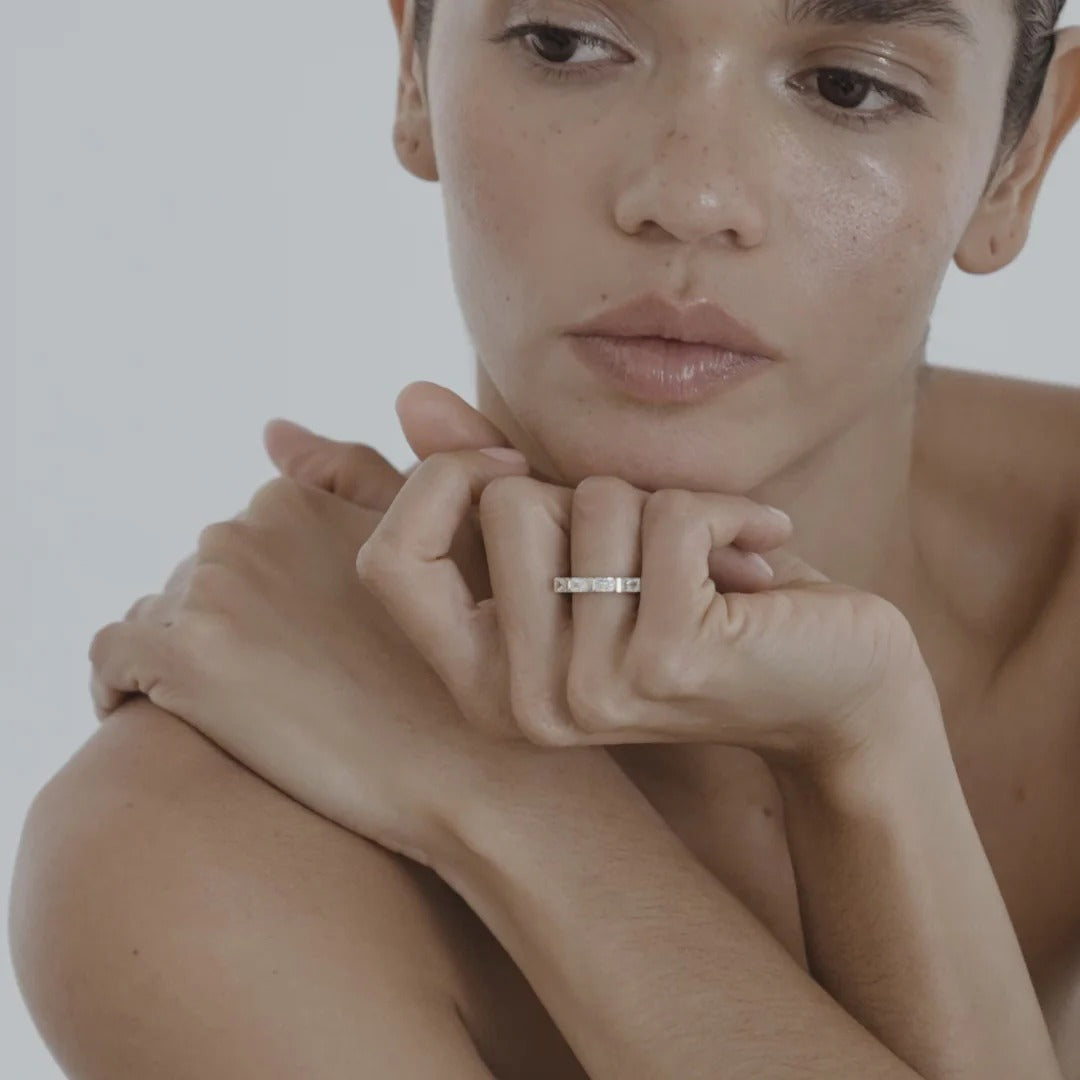 1.75 TCW Baguette Shaped Half Eternity Lab Grown Diamond Wedding Band